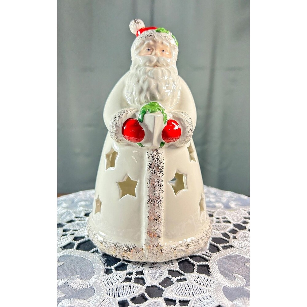 LENOX Candle Ornamental Glow Holly Scrollwork Votive Ivory Christmas 6.5"